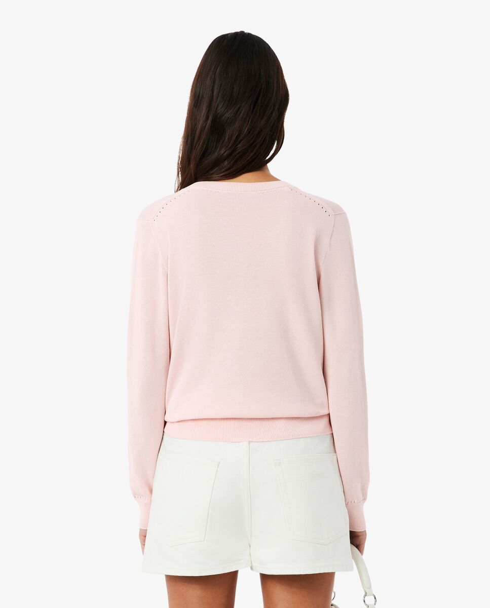 De cuello de pico de punto de canalé sin costuras en - Lacoste - Rosa Rosa-2