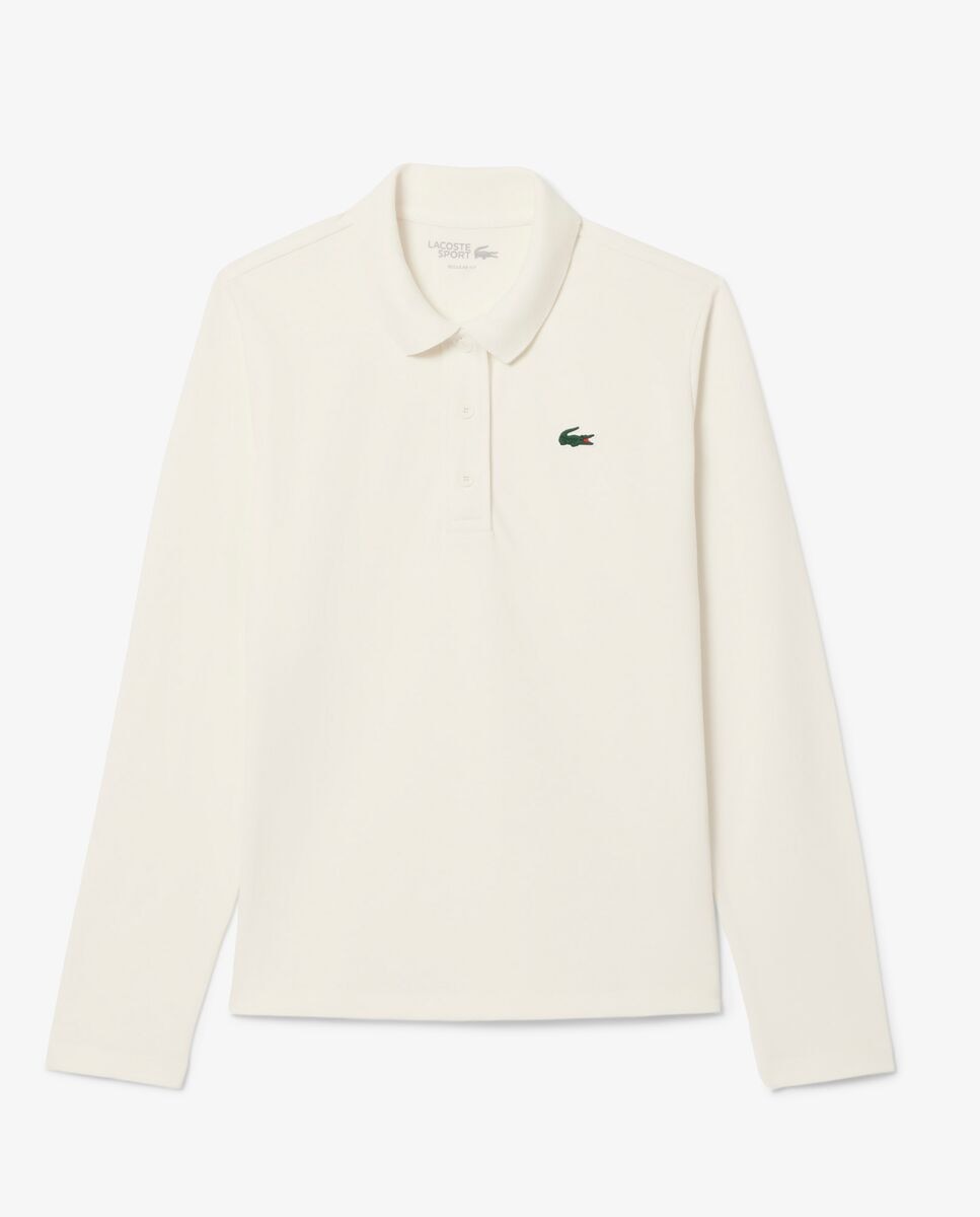 Lacoste - Polo de mujer de golf termorregulador con protección UV en azul de manga corta.