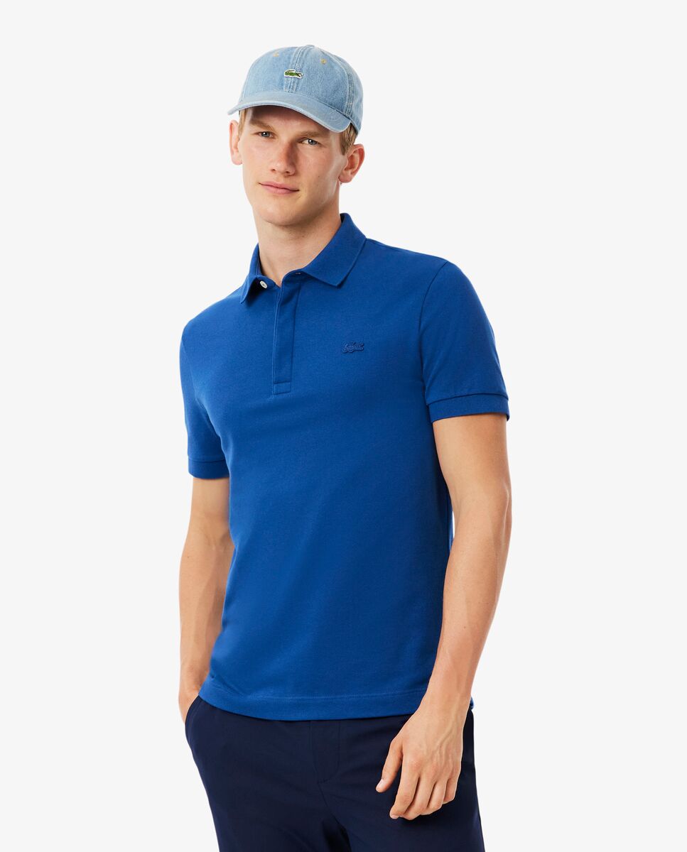 Polo de hombre de corte regular Paris de piqué elástico de manga corta - Lacoste - Azul Azul-1