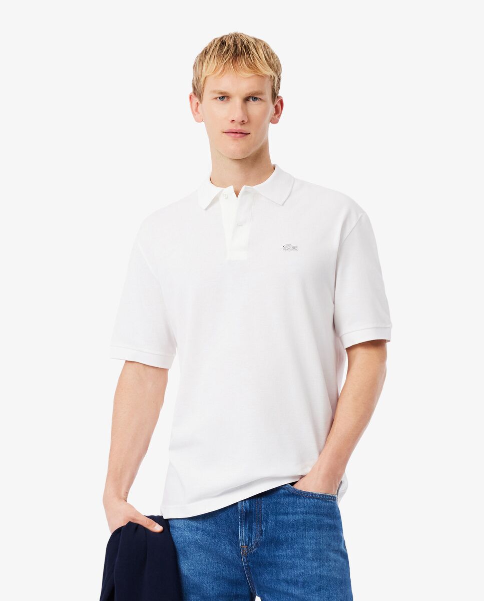 Polo de hombre de piqué grueso de corte amplio de manga corta - Lacoste - Blanco Blanco-1