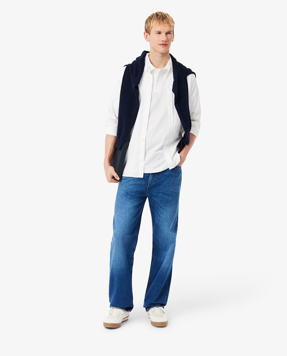 Polo de hombre de piqué grueso de corte amplio de manga corta - Lacoste - Blanco Blanco-4