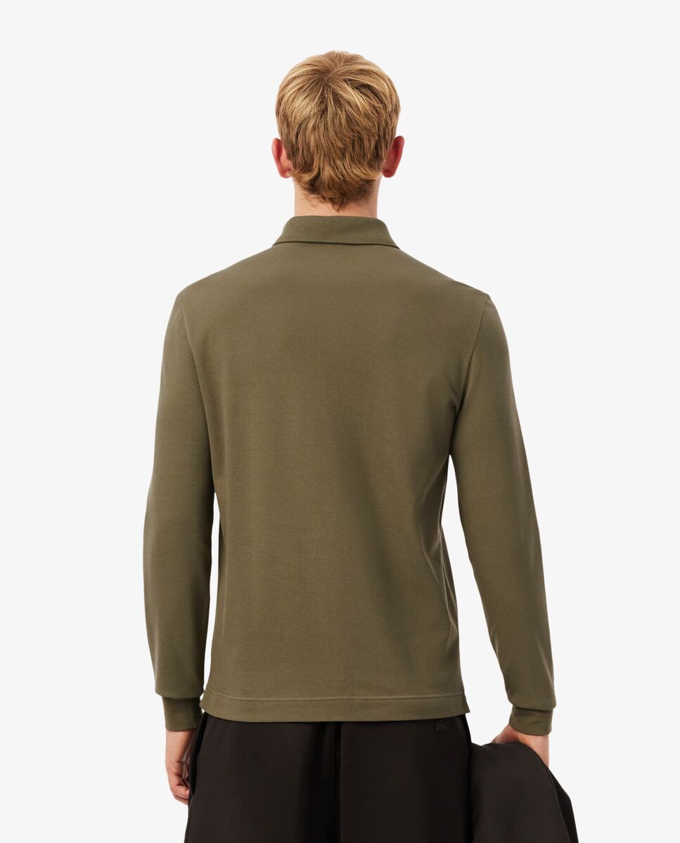 Polo de hombre de corte regular paris de piqué elástico de manga corta - Lacoste - Verde militar Verde militar-2