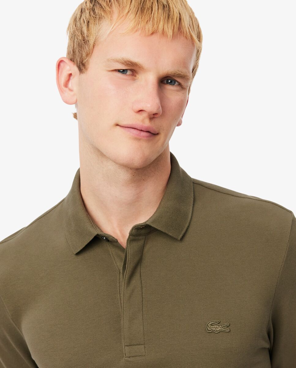 Polo de hombre de corte regular paris de piqué elástico de manga corta - Lacoste - Verde militar Verde militar-3