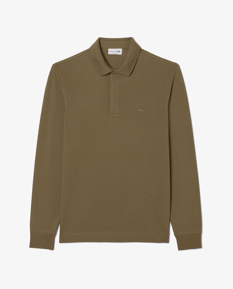 Polo de hombre de corte regular paris de piqué elástico de manga corta - Lacoste - Verde militar Verde militar-6