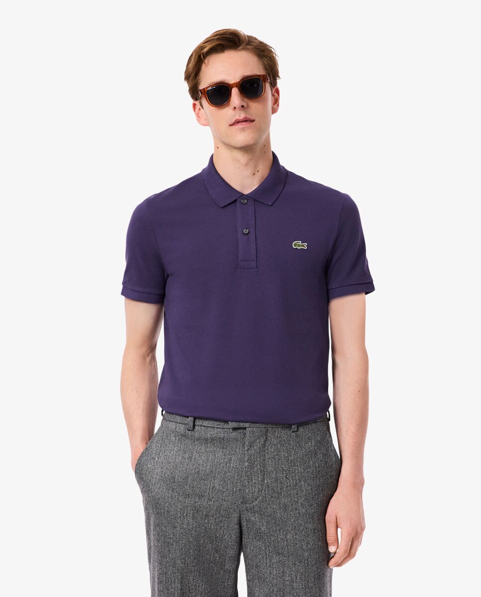 Polo de hombre de piqué de corte ajustado de manga corta Ciruela