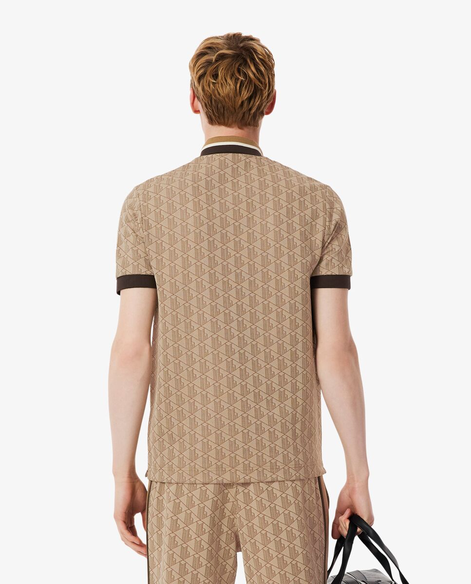 Polo de hombre de jacquard de corte clásico con monograma de manga corta - Lacoste - Camel Camel-2