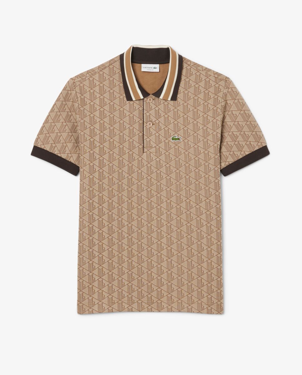 Polo de hombre de jacquard de corte clásico con monograma de manga corta - Lacoste - Camel Camel-6