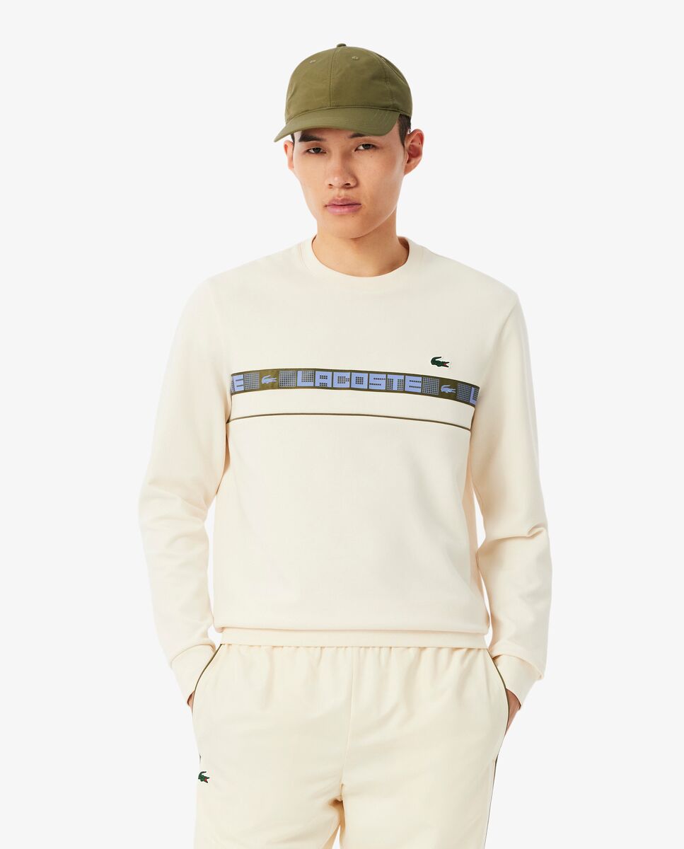 Sudadera de hombre de tenis de rayas con detalles de marca en - Lacoste - Blanco Blanco-1