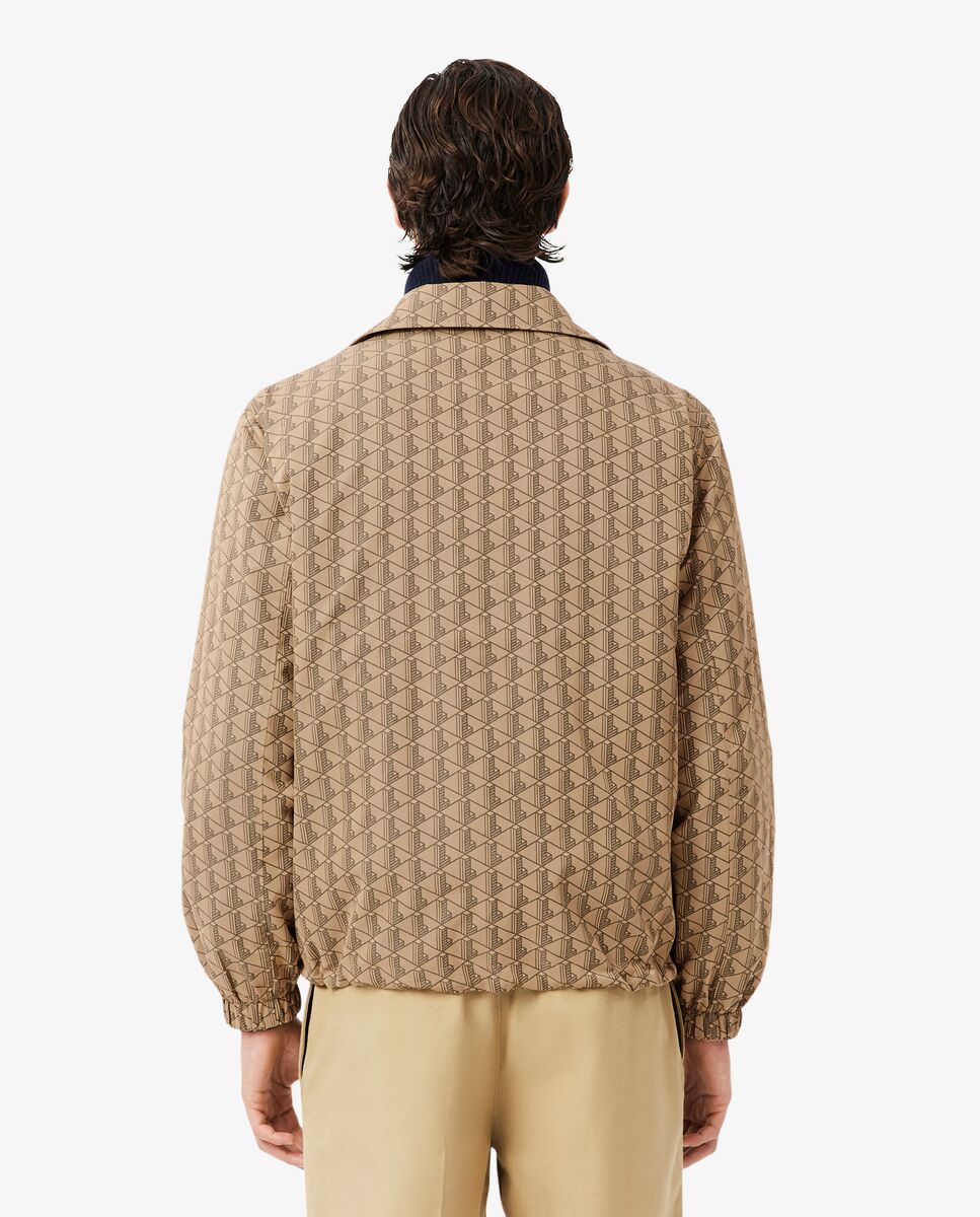 Chaqueta de hombre reversible con monograma en dos materiales en marrón - Lacoste - Marrón claro Beige-2
