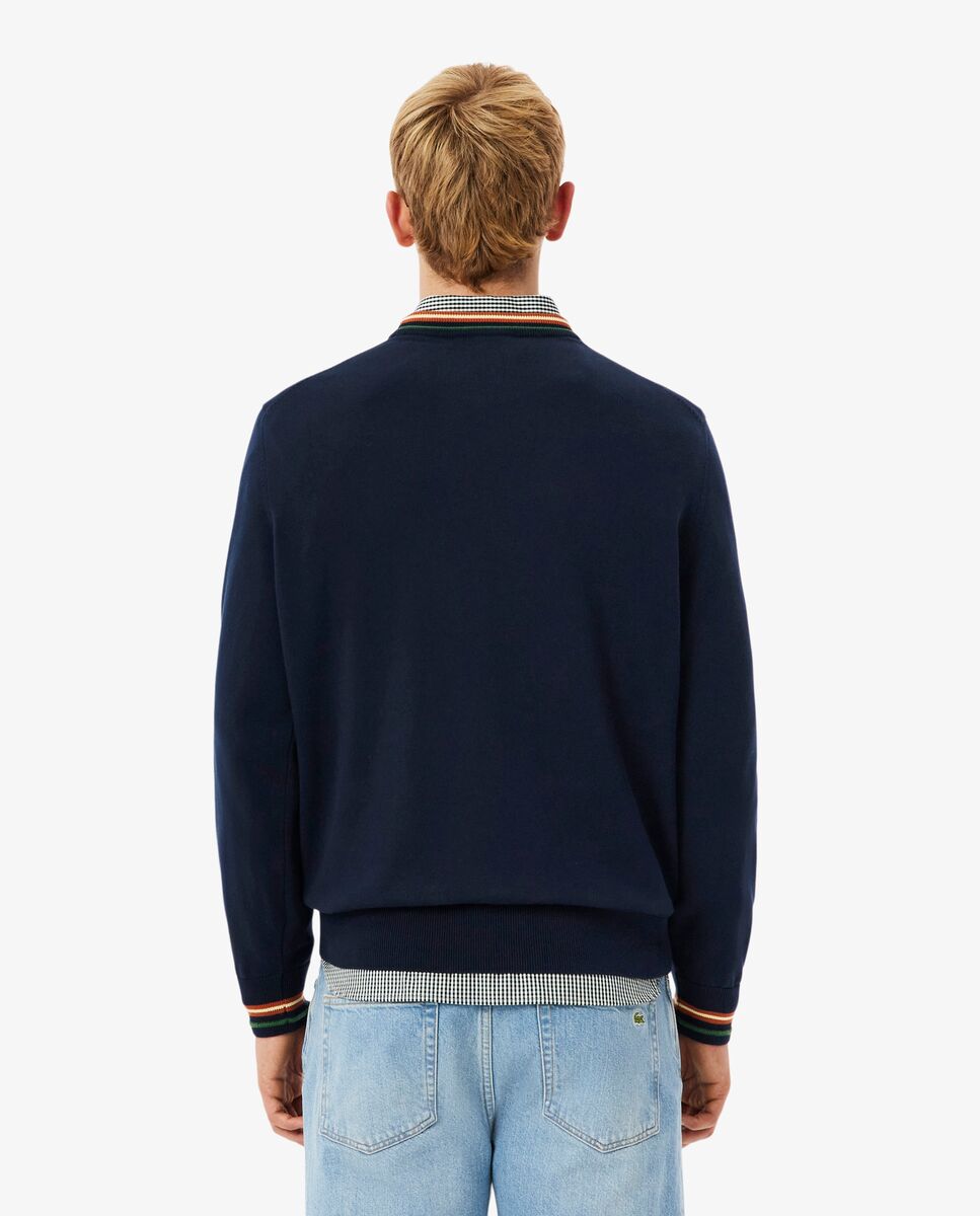 Jersey de hombre de punto de algodón de rayas - Lacoste - Marrón Marrón-2