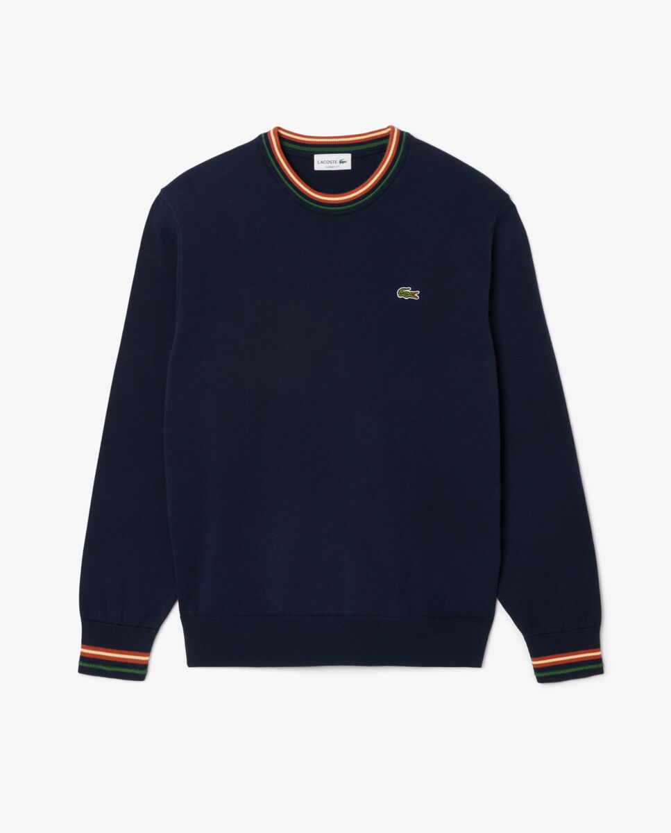 Jersey de hombre de punto de algodón de rayas - Lacoste - Marrón Marrón-6