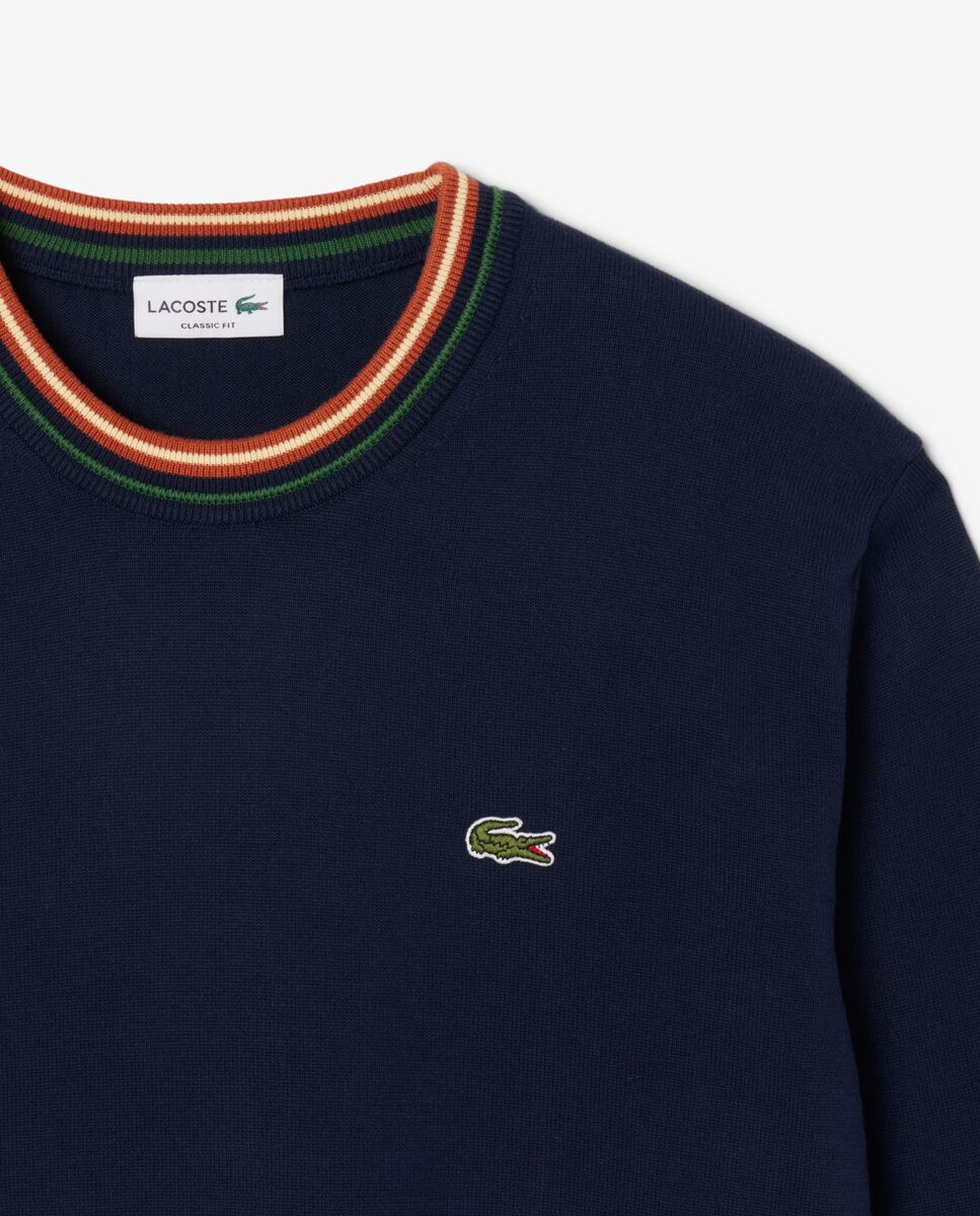 Jersey de hombre de punto de algodón de rayas - Lacoste - Marrón Marrón-5