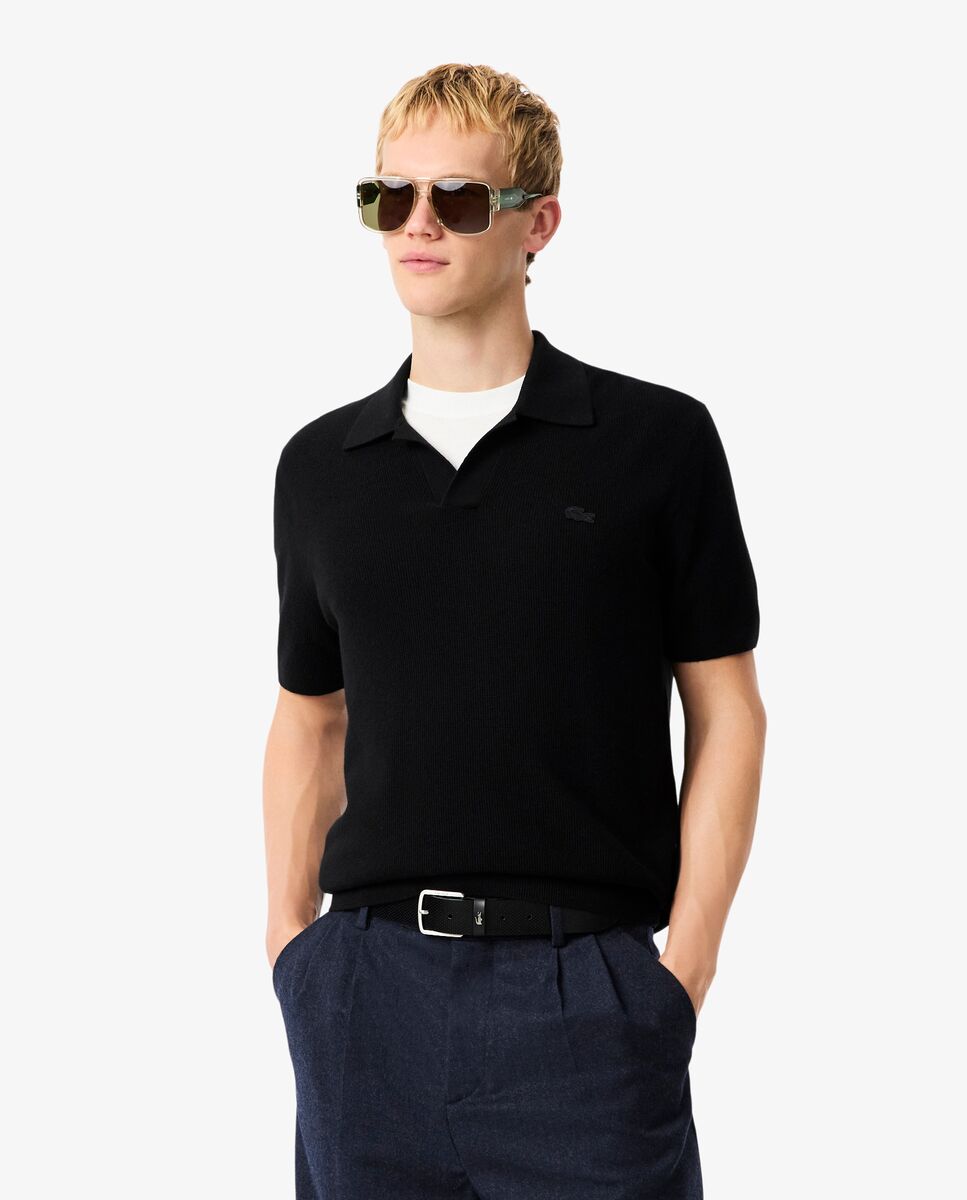 Lacoste - Jersey de hombre de cuello polo abierto de mezcla de algodón.