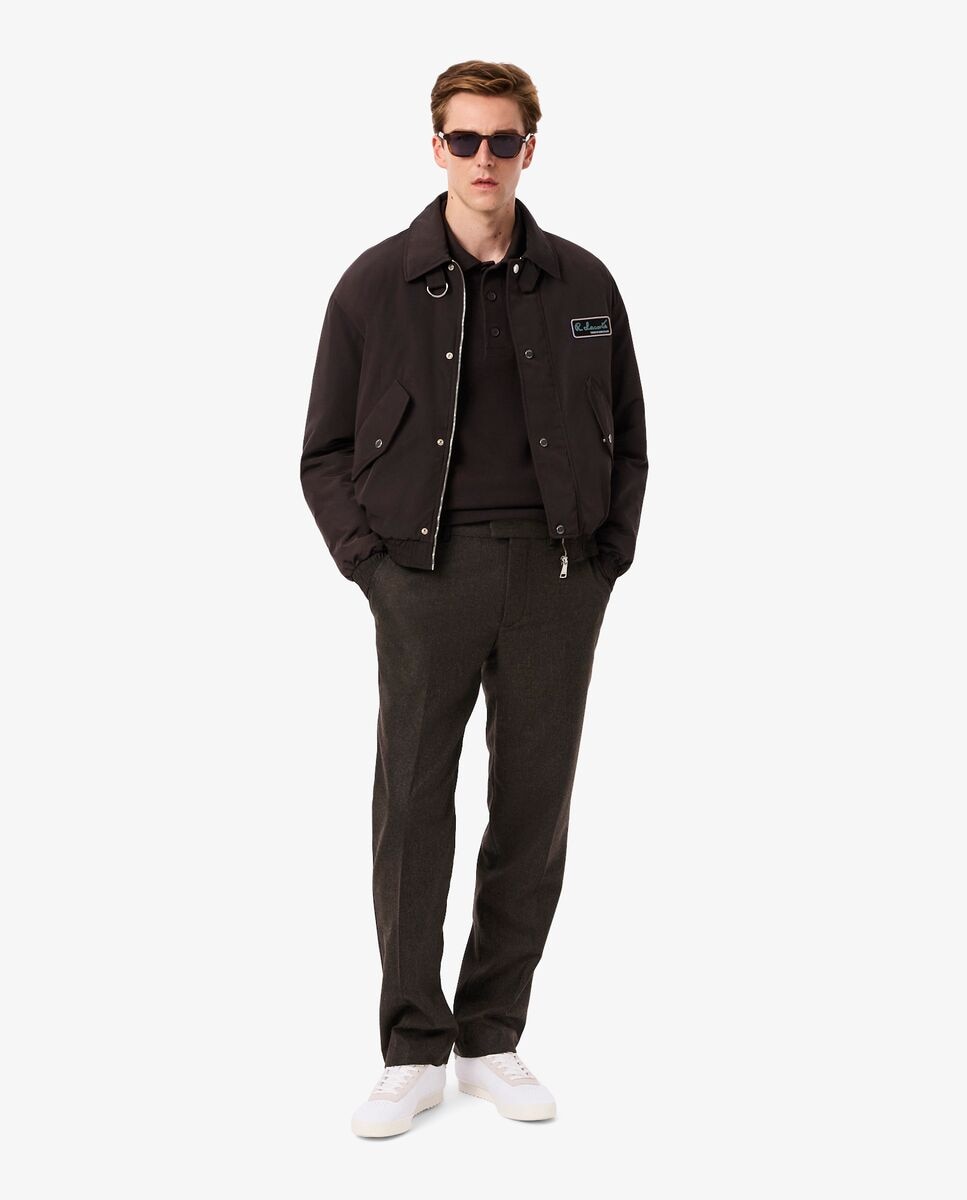 Lacoste - Pantalón de hombre de espiguilla de lana de corte recto en marrón.