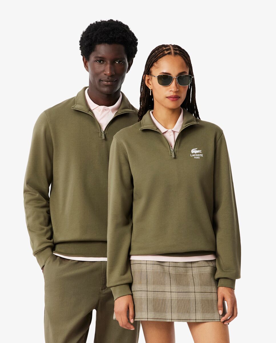 Lacoste - Sudadera unisex estampada con cuello alto y cremallera.