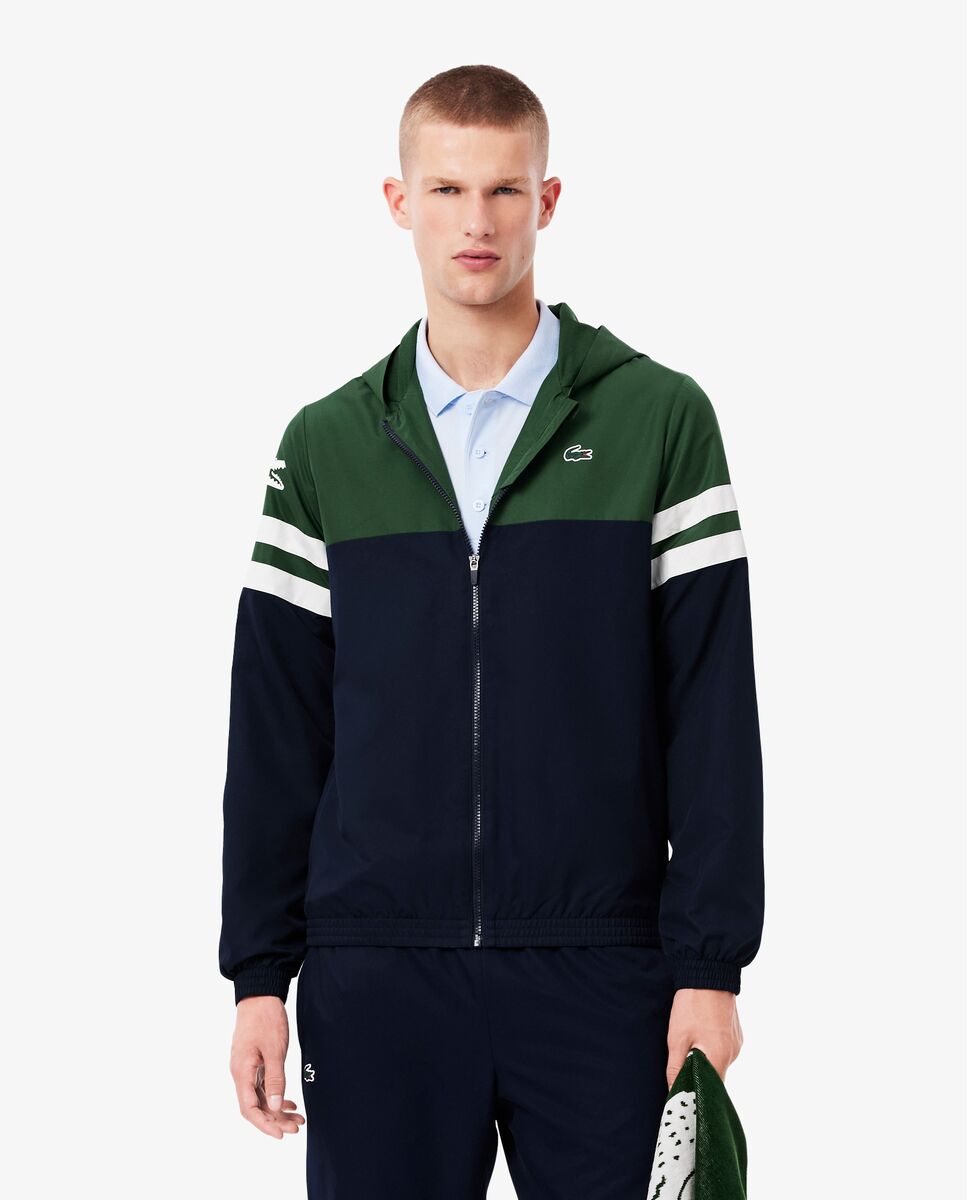 Lacoste - Chaqueta de hombre de tenis con capucha hidrófuga.