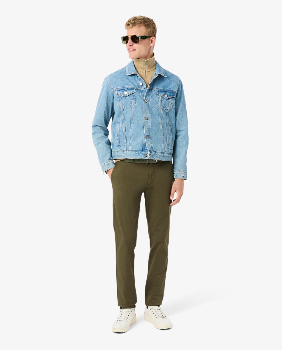 Pantalones joggers de hombre de algodón elástico - Verde militar Verde militar-4