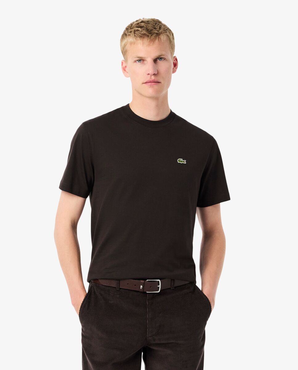 Camiseta de hombre de algodón de manga corta - Lacoste - Marrón oscuro Marrón oscuro-1
