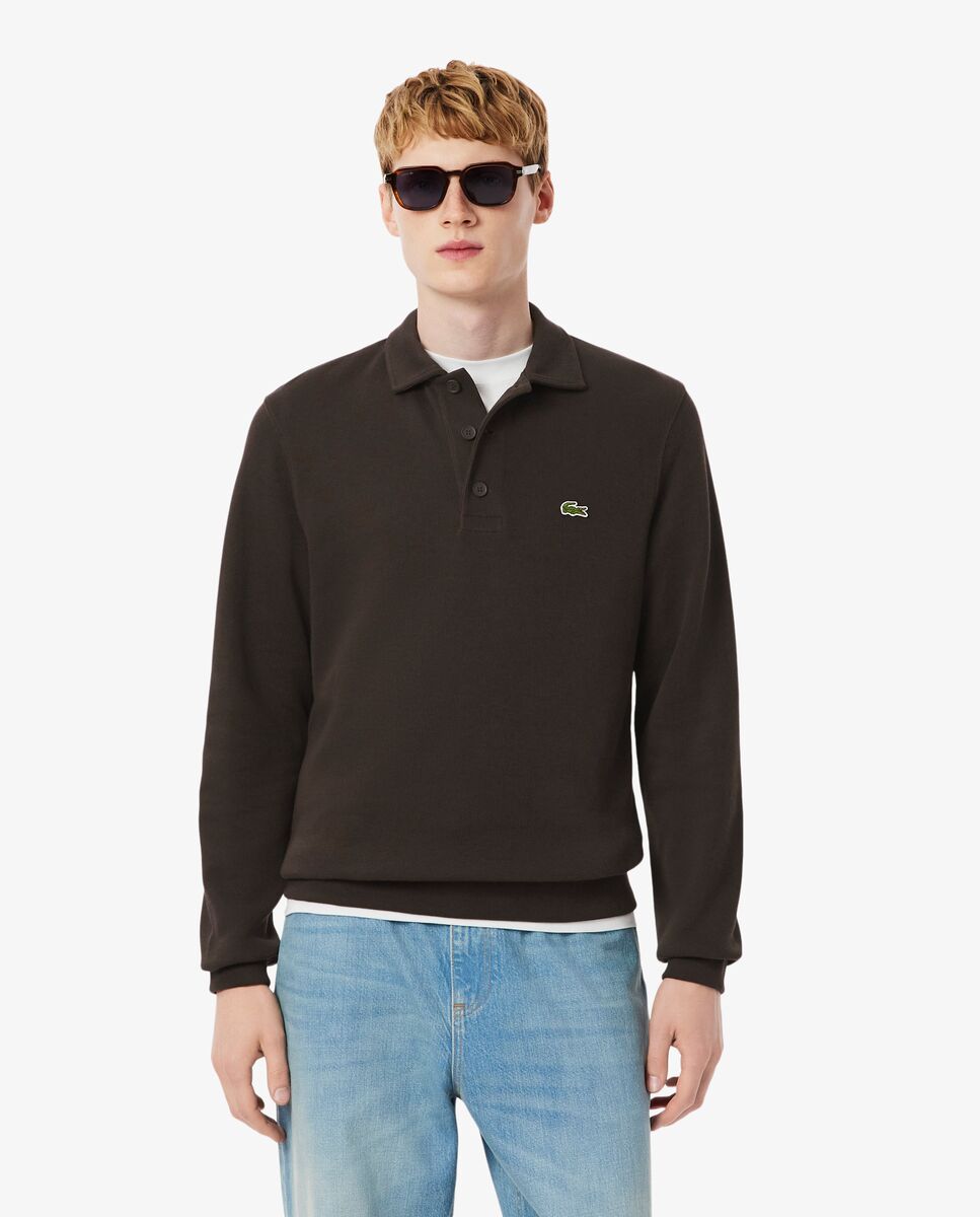Lacoste - Sudadera de hombre con cuello Polo de canalé de algodón.