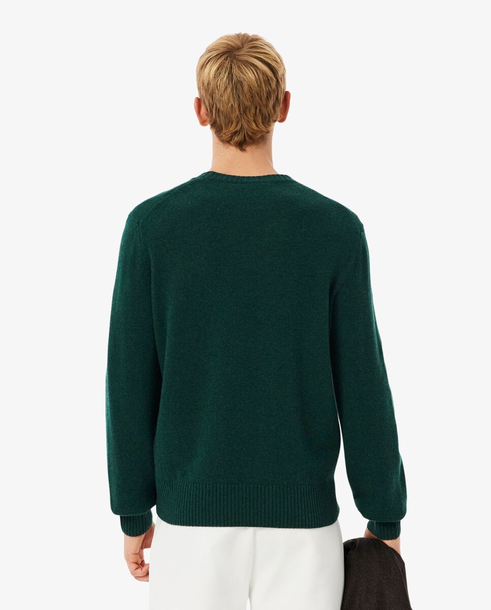 Jersey de hombre de cuello redondo de lana cardada - Verde Verde-2