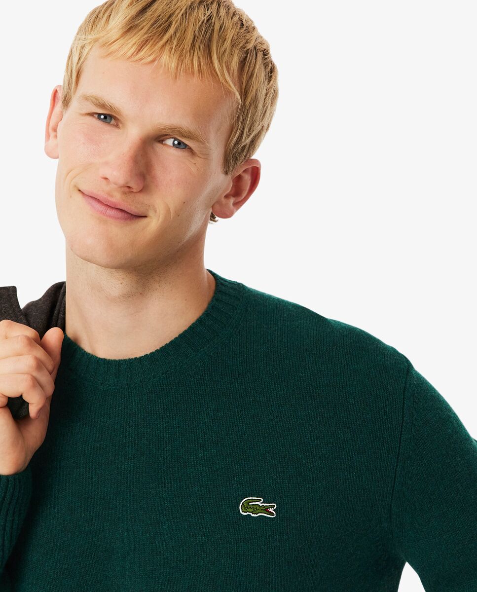 Jersey de hombre de cuello redondo de lana cardada - Verde Verde-3