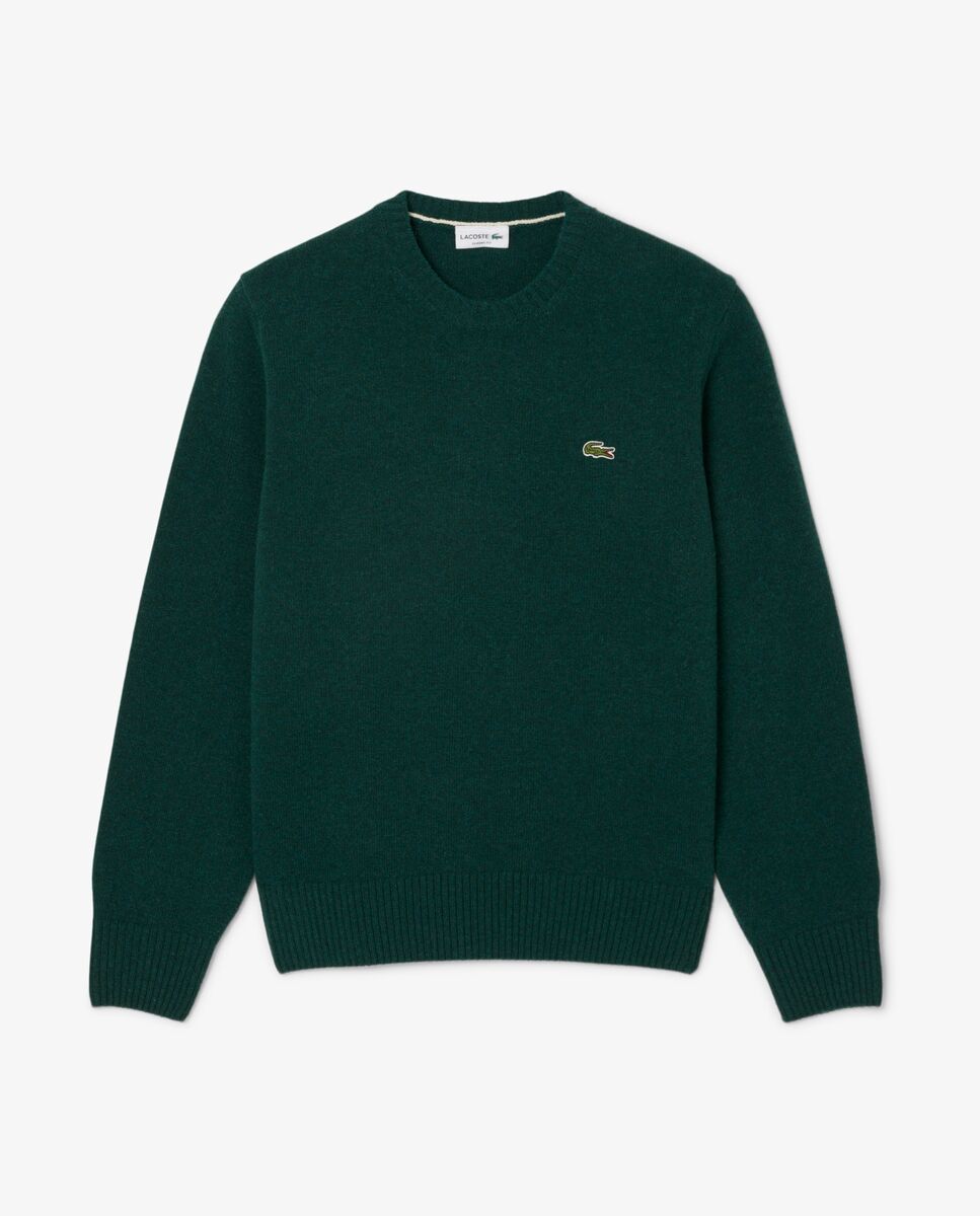 Jersey de hombre de cuello redondo de lana cardada - Verde Verde-5