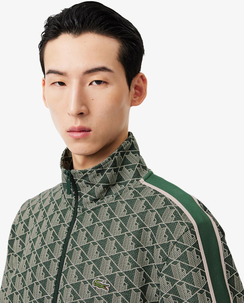 Chaqueta de hombre de chándal con cremallera de jacquard paris - Lacoste - Verde Agua Verde Agua-3