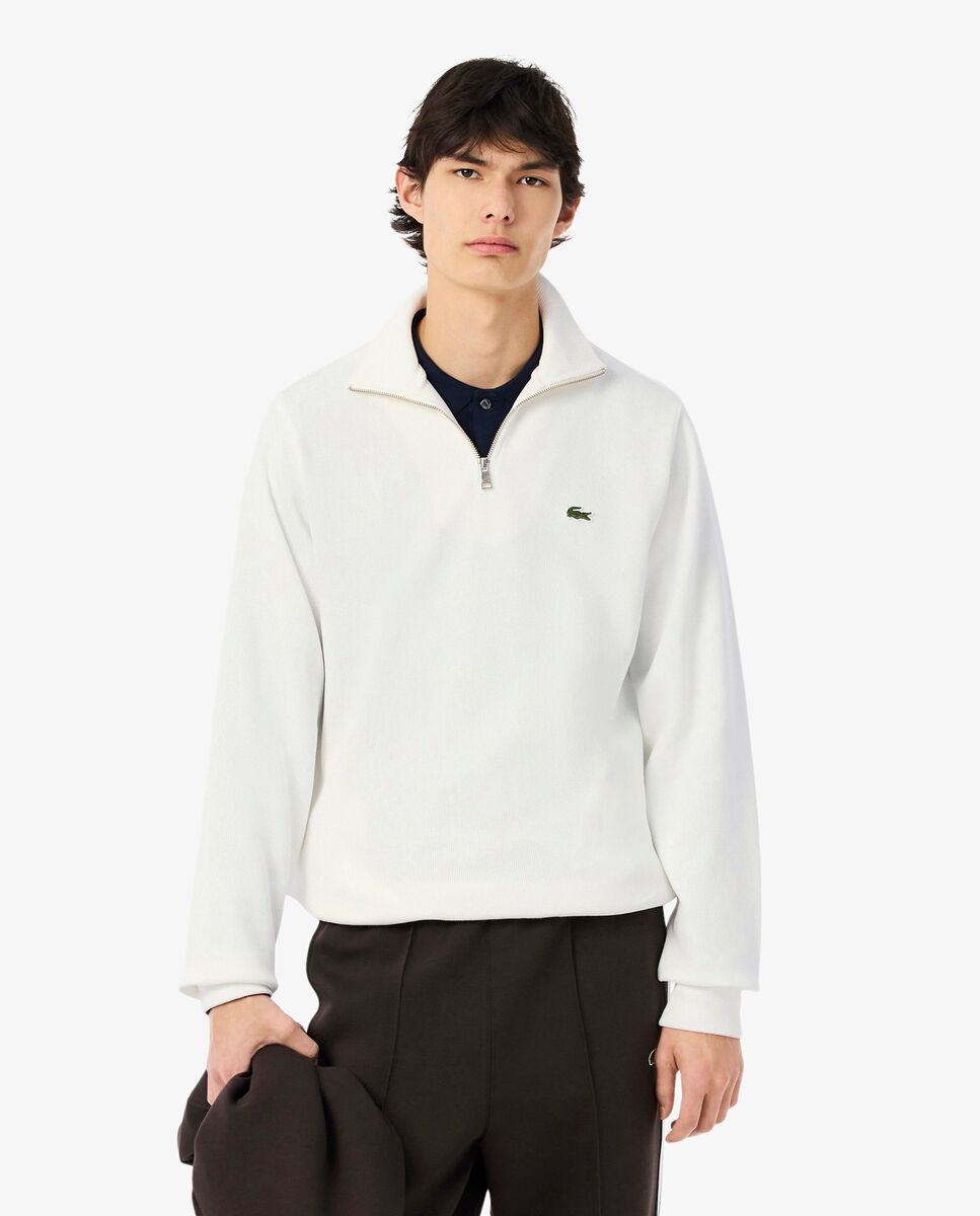 Sudadera de hombre de interlock con cuello alto y cremallera - Lacoste - Blanco Blanco-1