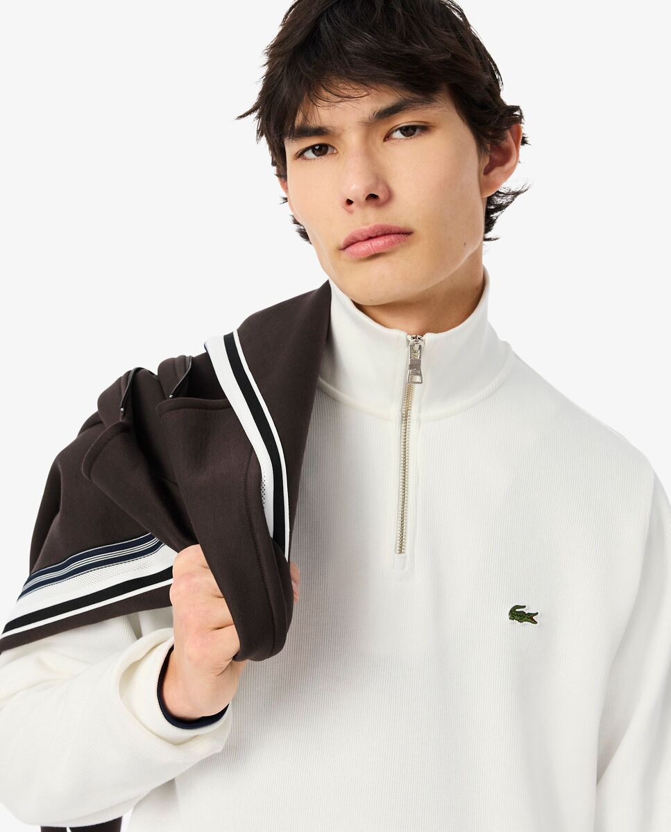 Sudadera de hombre de interlock con cuello alto y cremallera - Lacoste - Blanco Blanco-3