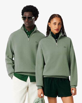 Sudadera unisex de felpa gruesa con cremallera en el cuello