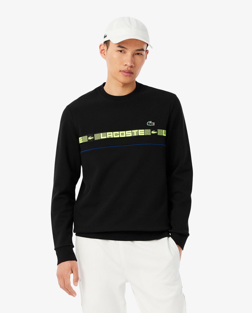 Imagen 0 de Sudadera de hombre de tenis de rayas con detalles de marca en blanco Negro