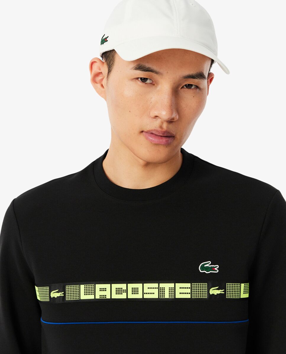 Sudadera de hombre de tenis de rayas con detalles de marca en blanco - Lacoste - Negro Negro-3