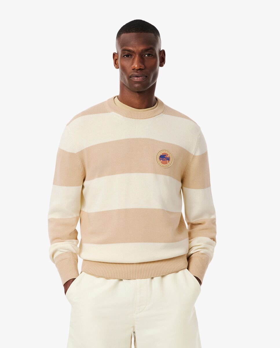 Lacoste - Jersey de hombre de punto Jersey de hombre de algodón de rayas.