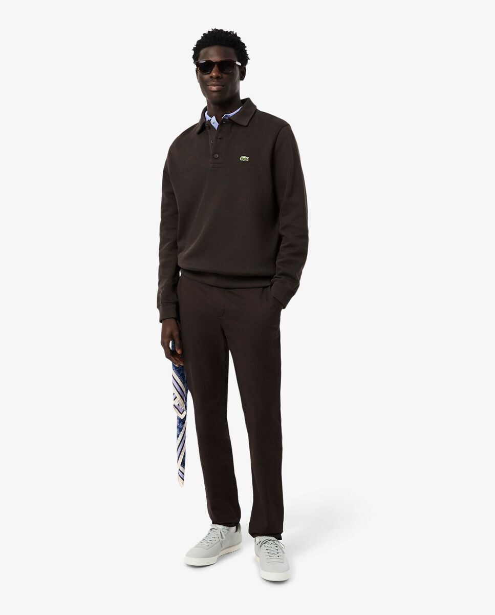Pantalones joggers de hombre de algodón elástico - Lacoste - Marrón chocolate Marrón chocolate-4