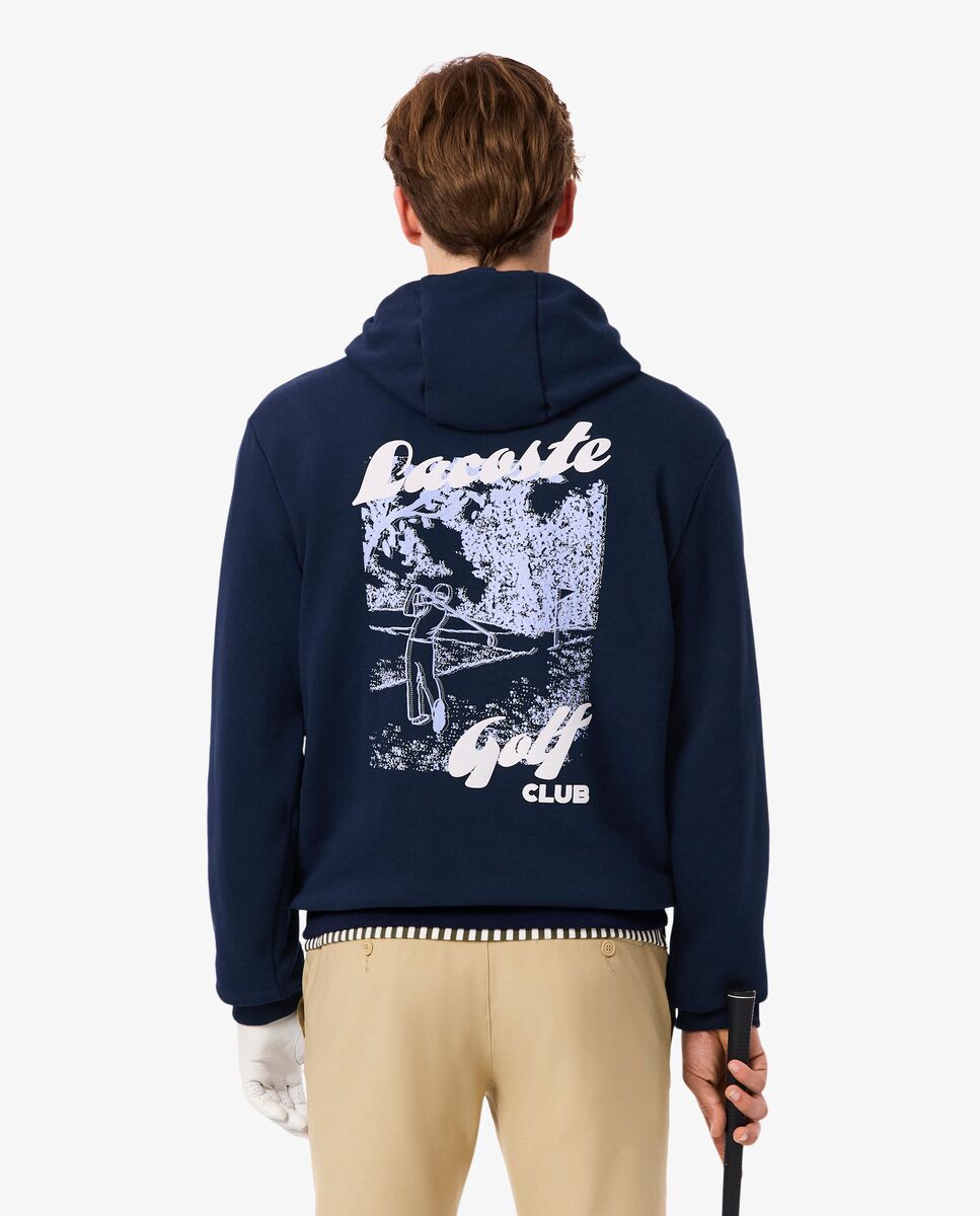 Sudadera de hombre con capucha de golf de felpa estampada en azul - Lacoste - Azul marino Azul marino-2