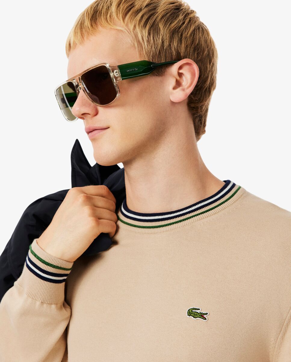 Jersey de hombre de punto de algodón de rayas - Lacoste - Azul marino Azul marino-3