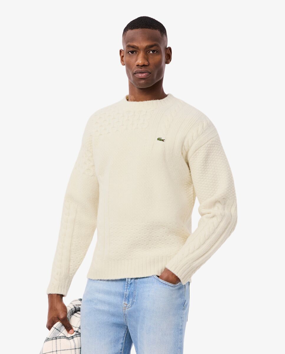 Lacoste - Jersey de hombre de corte relajado de lana efecto patchwork.