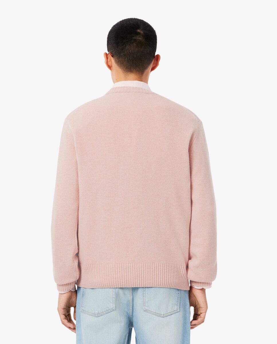 Jersey de hombre de cuello redondo de lana cardada - Rosa Rosa-2