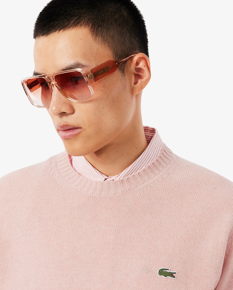 Jersey de hombre de cuello redondo de lana cardada - Rosa Rosa-3