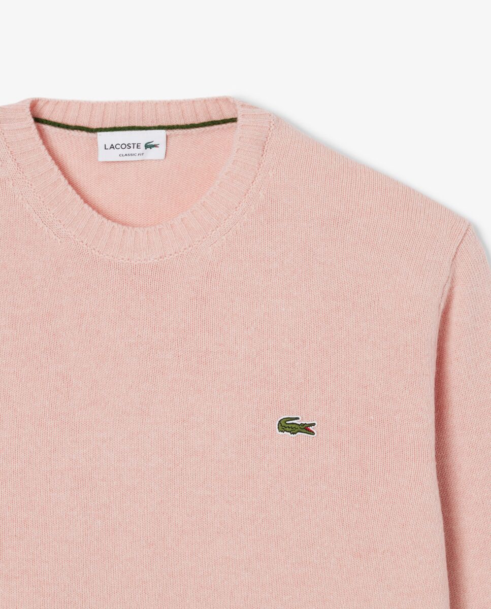 Jersey de hombre de cuello redondo de lana cardada - Rosa Rosa-5
