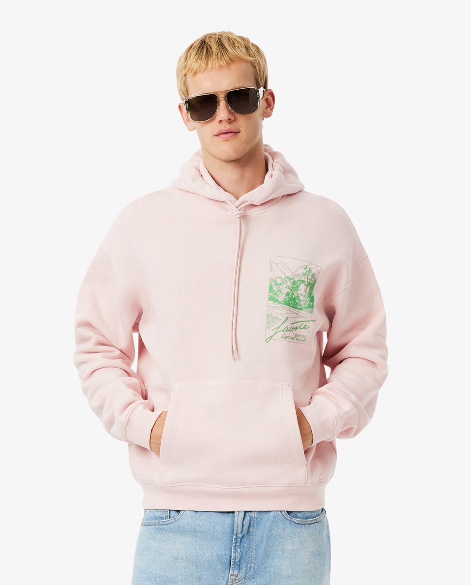 Sudadera de hombre con capucha de felpa estampada - Lacoste - Rosa Rosa-1