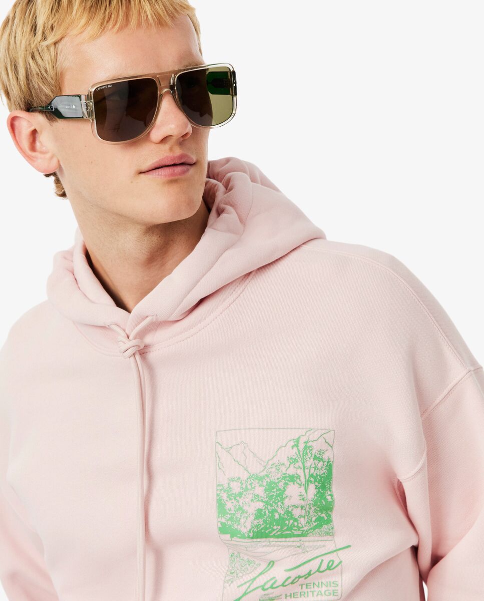 Sudadera de hombre con capucha de felpa estampada - Lacoste - Rosa Rosa-3