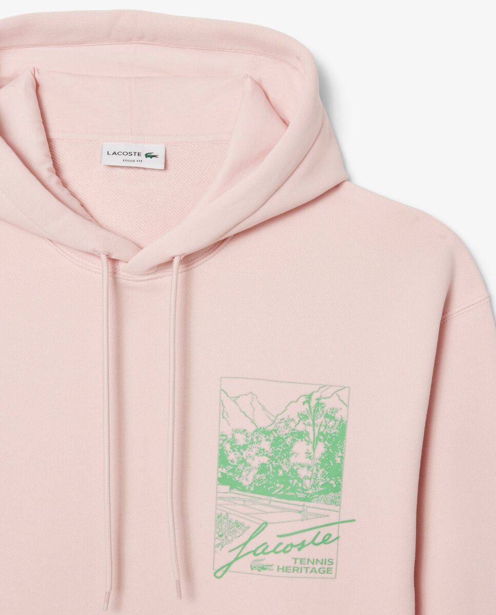 Sudadera de hombre con capucha de felpa estampada - Lacoste - Rosa Rosa-5
