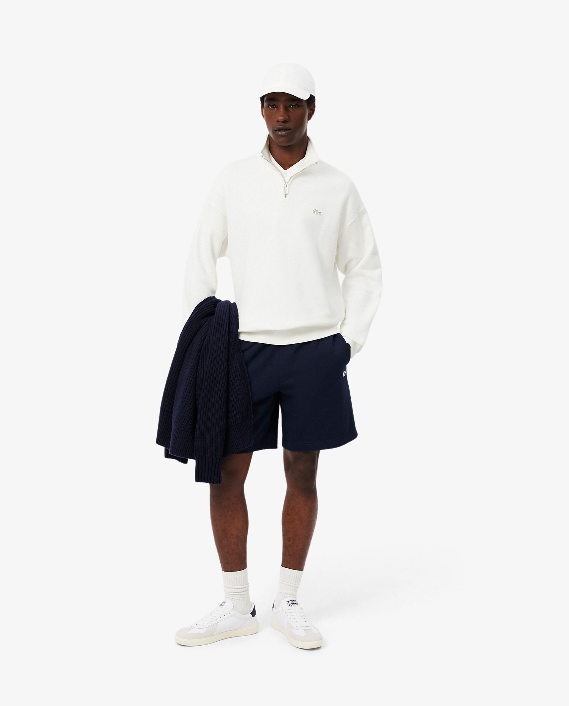 Sudadera unisex de felpa gruesa con cremallera en el cuello - Lacoste - Blanco Blanco-4