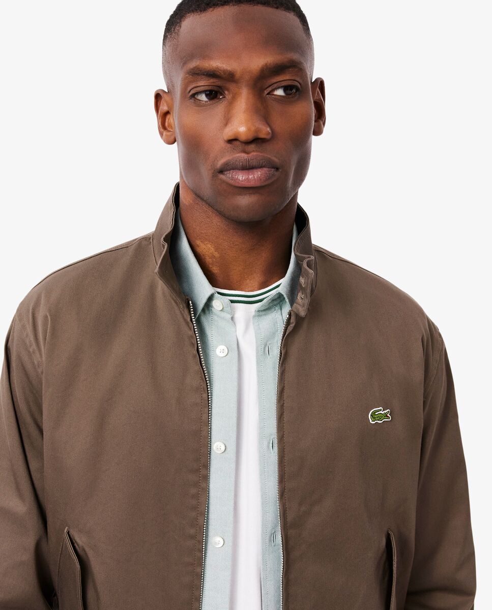Chaqueta de hombre harrington de sarga hidrófuga de manga larga - Lacoste - Marrón Marrón-3