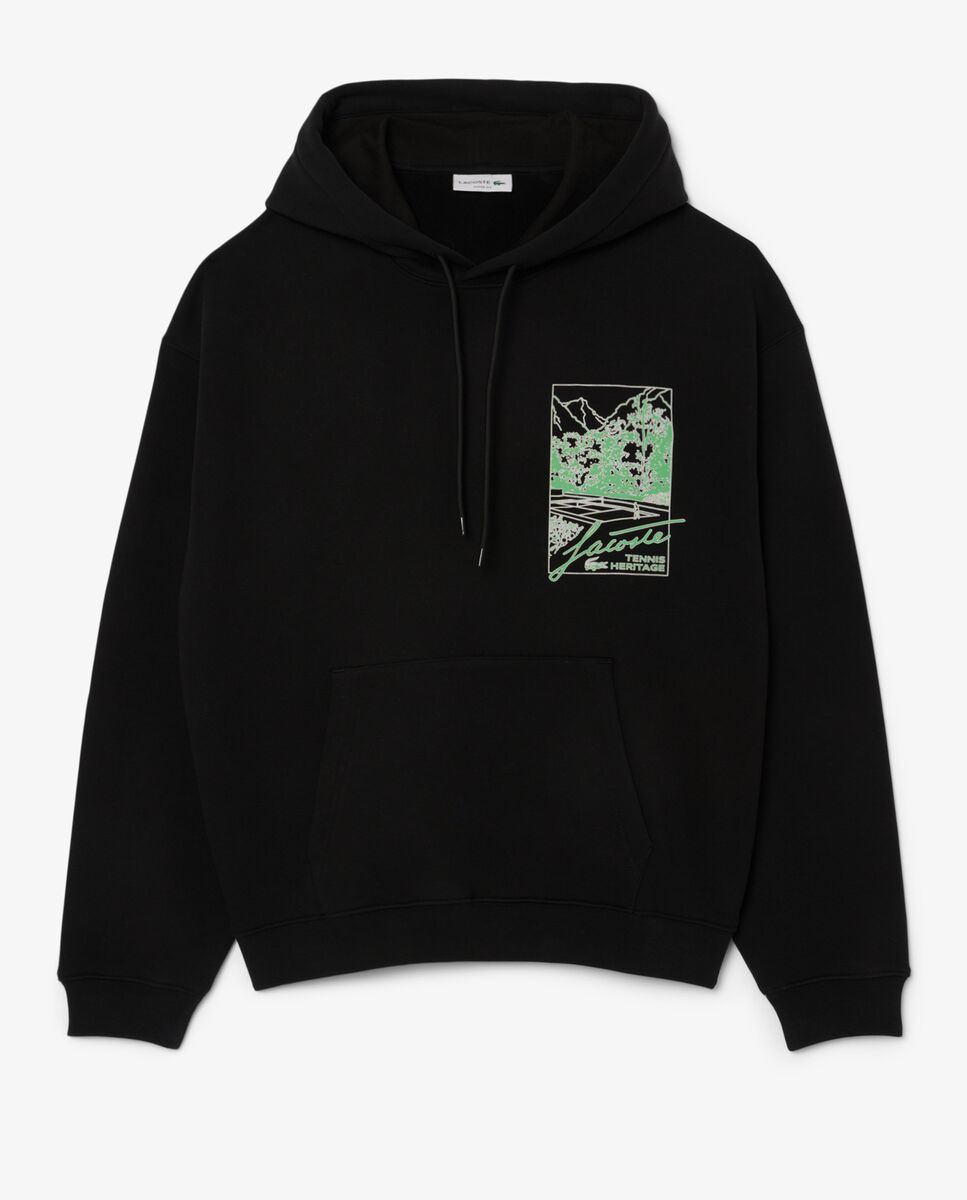 Sudadera de hombre con capucha de felpa estampada - Lacoste - Negro Negro-6