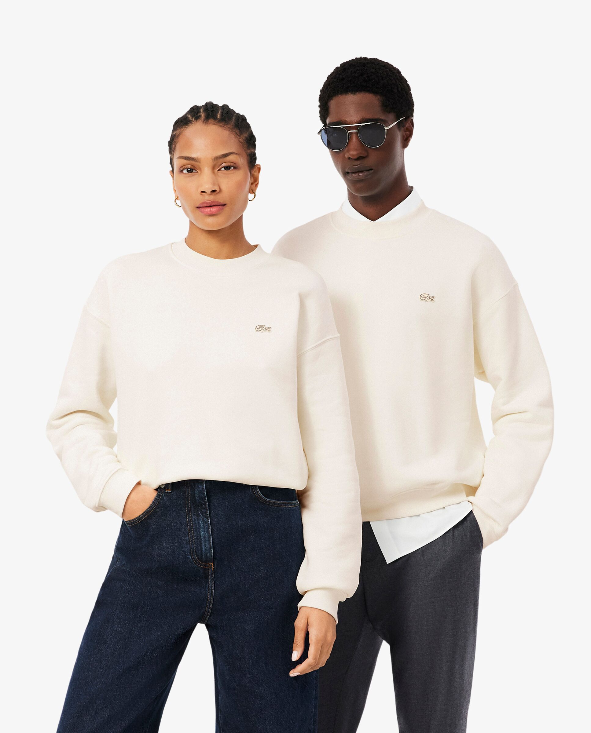 Sudadera de hombre de felpa gruesa de corte amplio - Lacoste - Blanco Blanco-1