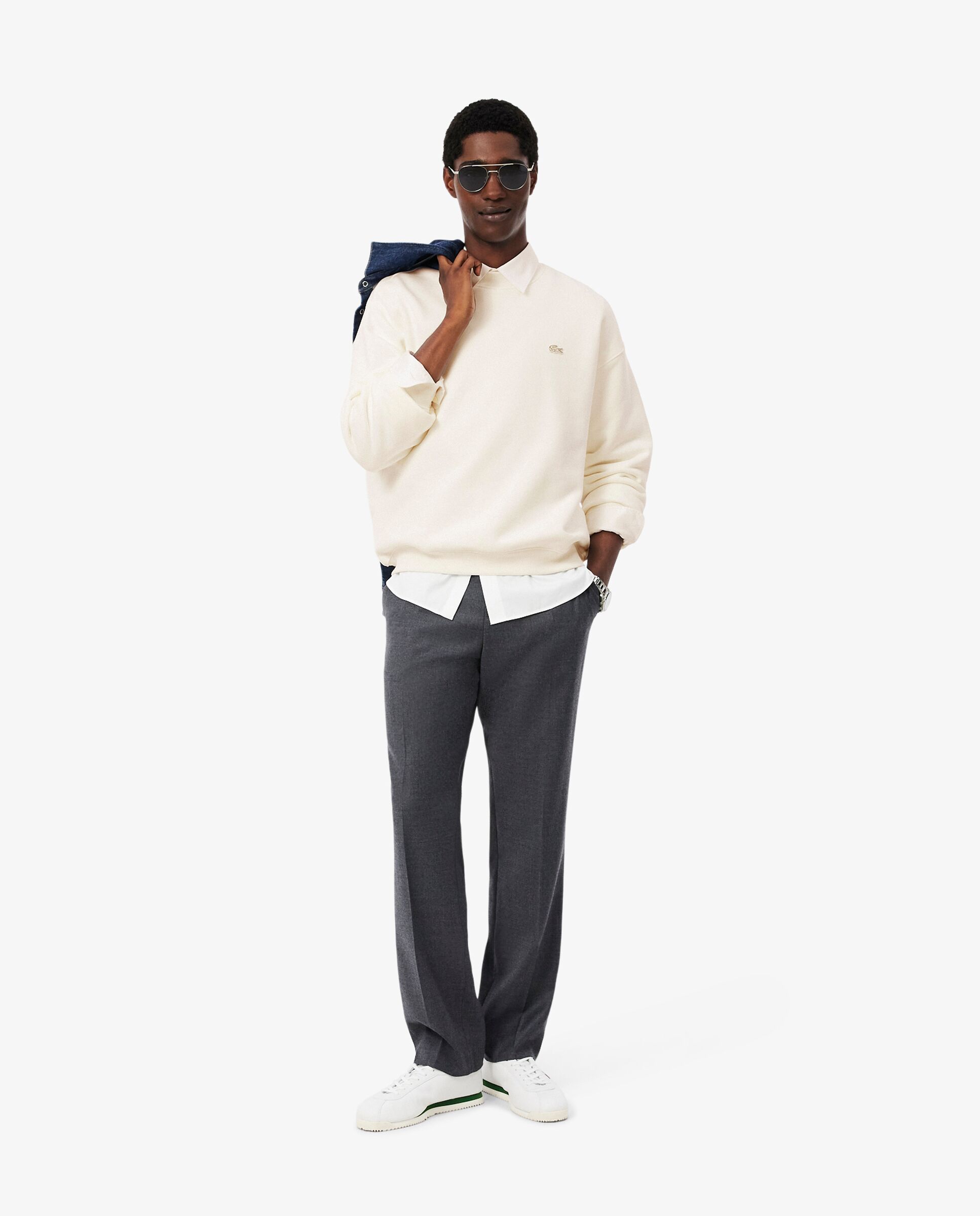 Sudadera de hombre de felpa gruesa de corte amplio - Lacoste - Blanco Blanco-4