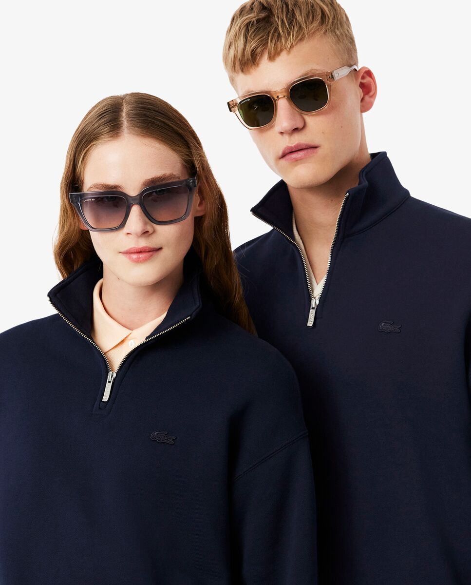 Sudadera unisex de felpa gruesa con cremallera en el cuello - Lacoste - Azul marino Azul marino-3