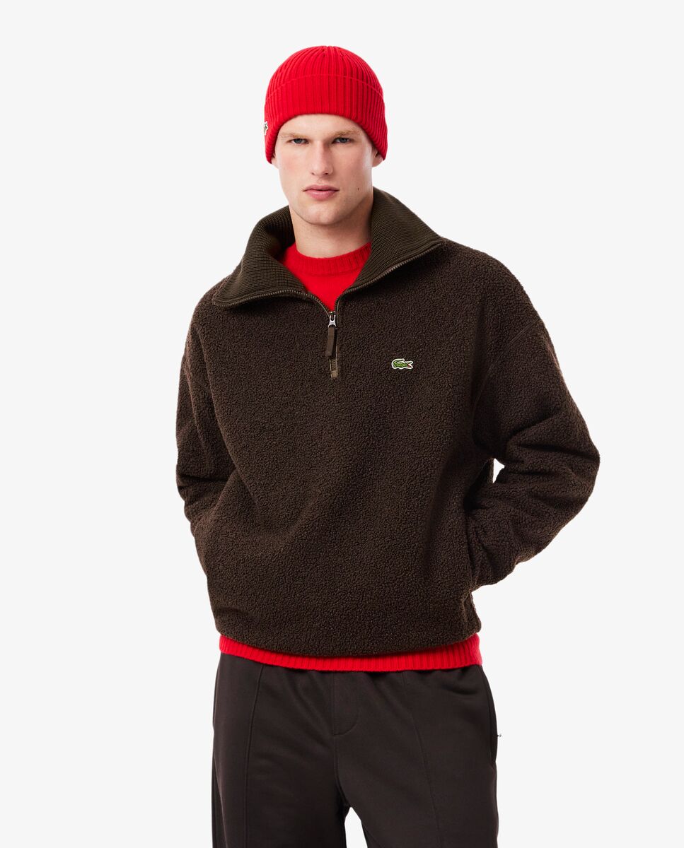 Sudadera de hombre de cuello alto con cremallera de forro polar